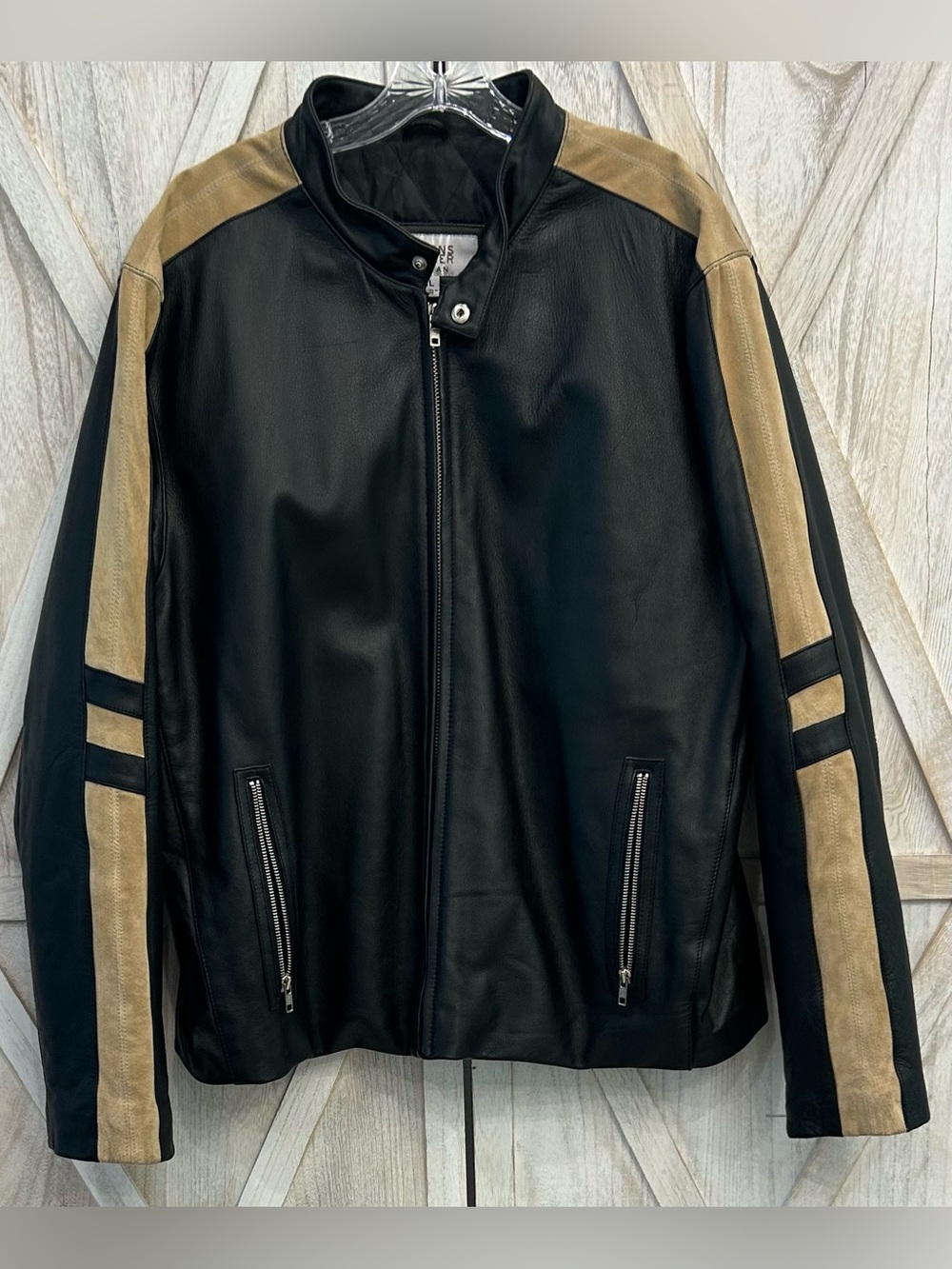 Vintage Y2K Wilsons Leather M Julian Racer Jacket XXL Black Tan Genuine Leather